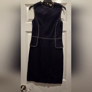 Elegant Black Dress with Gray Trim